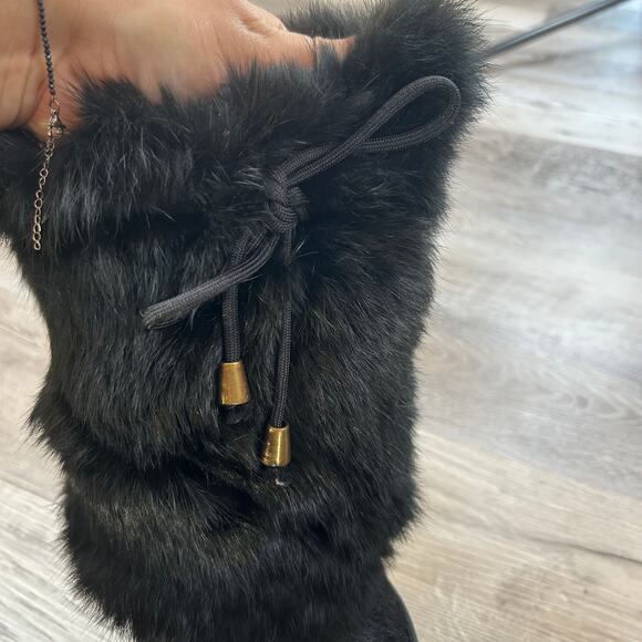 Pajar Canada Black Suede Rabbit Fur Snow Boots Winter Chalet Goth 36 EU 7 US - Picture 3 of 12